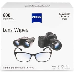 ZEISS 600-Count Pre-Moistened Lens Cleaning Wipes: $18