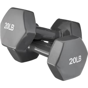Amazon Basics Vinyl Coated Dumbbell Hand Weights 20-lb. Pair: $28