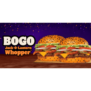 Burger King Jack-o-Lantern Whopper: Buy one get one free Burger King Jack-o-Lantern Whopper: Buy one get one free