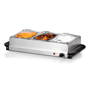 Ovente Electric Buffet Server Tray with Triple 1.5-Quart Warming Pans: $36