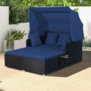 Outdoor Patio Daybed with Retractable Canopy: $197