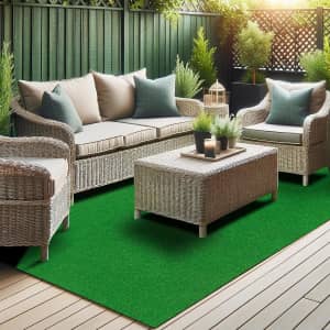 Ottomanson 6.6x9-Foot Artificial Grass Turf Rug: $44