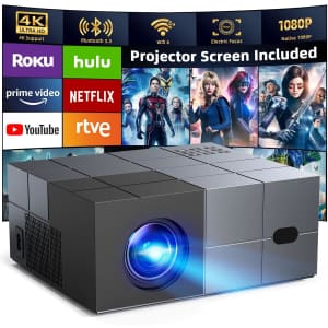 Yowhick WiFi 6 Bluetooth 5.3 1080p 4K Projector: $109.99