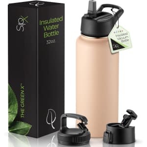 SipX 32-oz. Triple-Insulated Stainless Steel Water Bottle w/ 3 Lids: $8.49