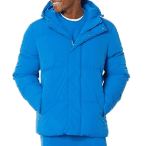 Amazon Men's Essentials Mid-Length Hooded Puffer: $9.99