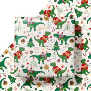 Dinosaur Christmas 28" x 40" Wrapping Paper: $4.99