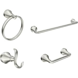 Moen 4-Piece Spot Resistant Brushed Nickel Bathroom Hardware Set: $52
