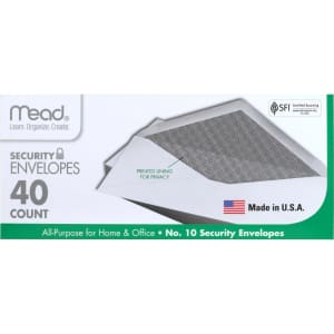 Mead #10 Security Envelopes 40-Pack: $1.08