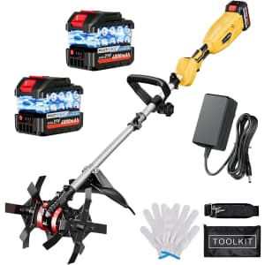 Protmex 21V 450RPM Cordless Tiller Cultivator: $45.99