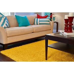 Unique Loom Solo Solid Shag Collection Modern Plush Tuscan Sun Yellow Area Rug (5' 0 x 8' 0) for $99