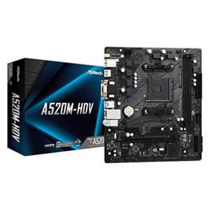ASRock A520M-HDV Supports 3rd Gen AMD AM4 Ryzen/Future AMD Ryzen Processors(3000 and 4000 Series for $63 ASRock A520M-HDV Supports 3rd Gen AMD AM4 Ryzen/Future AMD Ryzen Processors(3000 and 4000 Series for $63
