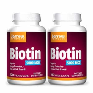 Jarrow Formulas Biotin 5000 mcg - 100 Veggie Caps, Pack of 2 - Supports Skin & Hair Growth, Lipid for $24