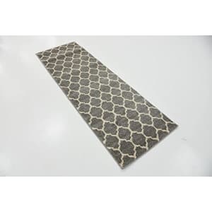 Unique Loom Trellis Collection Moroccan Lattice Dark Gray Runner Rug (2' 0 x 6' 0) for $49