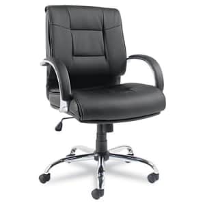 Alera Ravino Series Mid-Back Swivel/Tilt Leather Chair, Black for $377