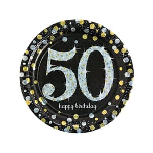 Fun Express Sparkling Celebration 50th Birthday Paper Dinner Plates - Party Supplies- 8 Pieces for $6