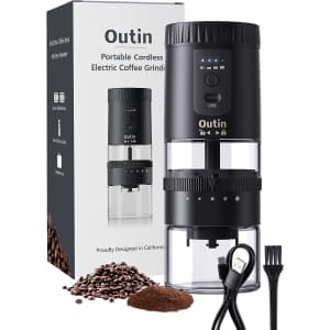 Outin Portable Cordless Electric Burr Coffee Grinder for $25 Outin Portable Cordless Electric Burr Coffee Grinder for $25