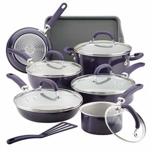 Rachael Ray Create Delicious Nonstick Cookware Pots and Pans Set, 13 Piece, Purple Shimmer for $165