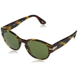Persol PO3230S Rectangular Sunglasses, Brown & Yellow Tortoise/Green, 52 mm for $145