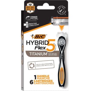 BIC Hybrid Flex 5 Titanium Disposable Razor 1 Handle 6 Razor Set for $7.79 via Sub & Save
