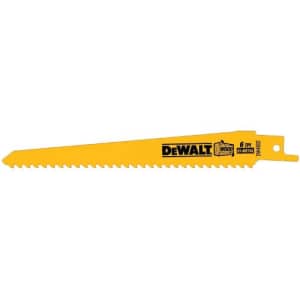 DEWALT DW4801 6-Inch 3 TPI Taper Back Bi-Metal Reciprocating Saw Blade (5-Pack) for $16