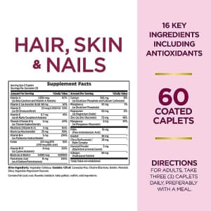 Nature's Bounty Optimal Solutions Hair, Skin & Nails Formula, with 3,000 mcg Biotin, 60 Coated for $15