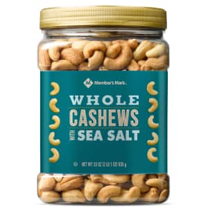 Member's Mark Roasted Whole Cashews w/ Sea Salt 33-oz. Jar for $12 for members Member's Mark Roasted Whole Cashews w/ Sea Salt 33-oz. Jar for $12 for members