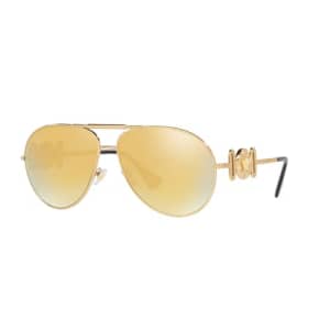 Versace Unisex Sunglasses Gold Frame, Brown Mirror Gold Lenses, 65MM for $104