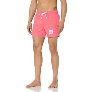 HUGO Script Logo Swim Trunk for $25