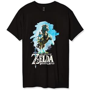 Nintendo Men's Zelda Breath of The Wild Link Epona Posing T-Shirt, Black, 4X-Large for $11
