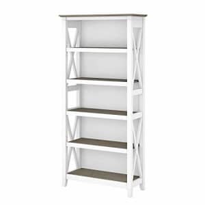 Bush Furniture Key West 5 Shelf Bookcase, Tall Bookshelf for Living Room and Home Office for $200