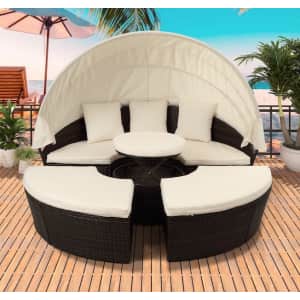 Clihome 4-Piece Canopy Daybed Patio Conversation Set w/ Cushions for $1,237