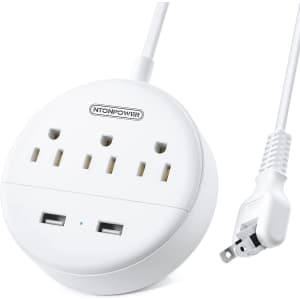 Ntonpower Flat Plug Power Strip with USB Ports for $19