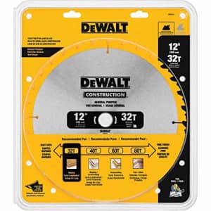 DEWALT DW3123 Series 20 12-Inch 32 Tooth ATB Thin Kerf General Purpose Miter Saw Blade with 1-Inch for $61