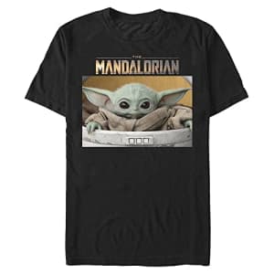 STAR WARS Big & Tall Mandalorian Small Box Men's Tops Short Sleeve Tee Shirt, Black, Large for $7