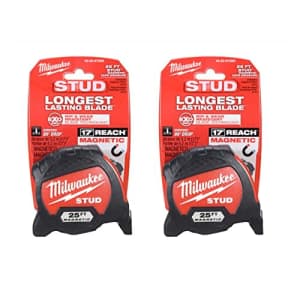 Milwaukee 48-22-9725M 25-Foot Stud Magnetic Tape Measure 2 Pack for $63