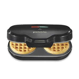 Proctor Silex Double Mini Waffle Maker Machine with 4 Round Non-stick Grids, Makes 2 Personalized for $25