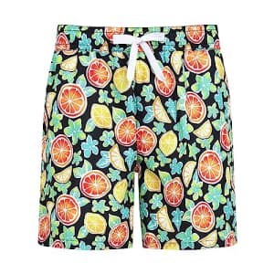 Kanu Surf Men's Standard Iconic Swim Trunks (Regular & Extended Sizes), Citrus Black for $9
