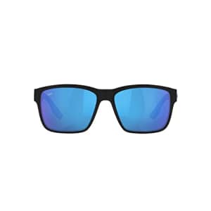 Costa Del Mar Men's Paunch Square Sunglasses, Black/Polarized Blue Mirrored 580G, 57 mm for $197