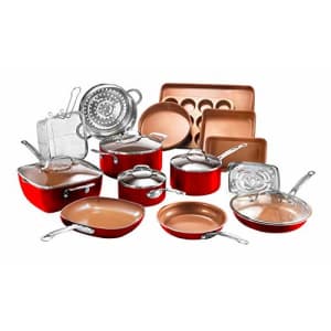 Gotham Steel Cookware + Bakeware Set with Nonstick Durable Ceramic Copper Coating Includes for $155