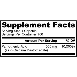 Jarrow Formulas Pantothenic Acid B5, Supports Energy Production, 500 mg, 100 Veggie Capsules for $20