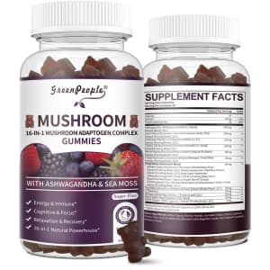 GreenPeople 60-Count 16-in-1 Mushroom Adaptogen Complex Gummies w/ Ashwaganda & Sea Moss 2-Pack for $9