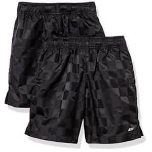 Amazon Essentials Kids Boys Active Performance Woven Soccer Shorts, 2-Pack Black/Black, Medium for $25