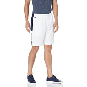 Lacoste Men's Sport Side Stripe with Croc Taffeta Shorts, White/Cosmic-Navy Blue-White, 3XL for $72