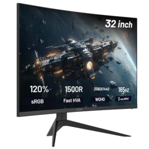 Skytech Gaming 32-inch Curved Gaming Monitor up to 165Hz, QHD 2K(2560 x 1440), 2ms Response Time, for $200