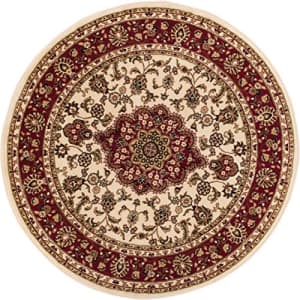 Well Woven Barclay Medallion Kashan Ivory Traditional Area Rug 3'11" Round for $29
