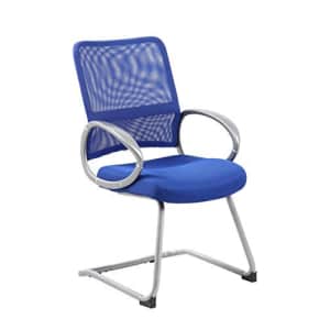 Boss Office Products Mesh Back Guest Chair with Pewter Finish in Blue for $119