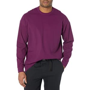 Amazon Aware Men's Oversized Heavyweight Cotton Long-Sleeve T-Shirt, Dark Purple, X-Small for $16