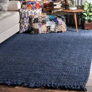 nuLOOM Natura Collection Chunky Loop Jute Rug, 4' x 6', Navy Blue for $66