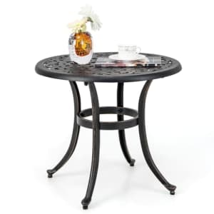 Tangkula 24 Inch Patio Side Table, Cast Aluminum End Table with Adjustable Footpads, Outdoor Small for $110