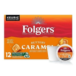 Folgers Buttery Caramel Flavored Coffee, 12 Keurig K-Cup Pods for $16